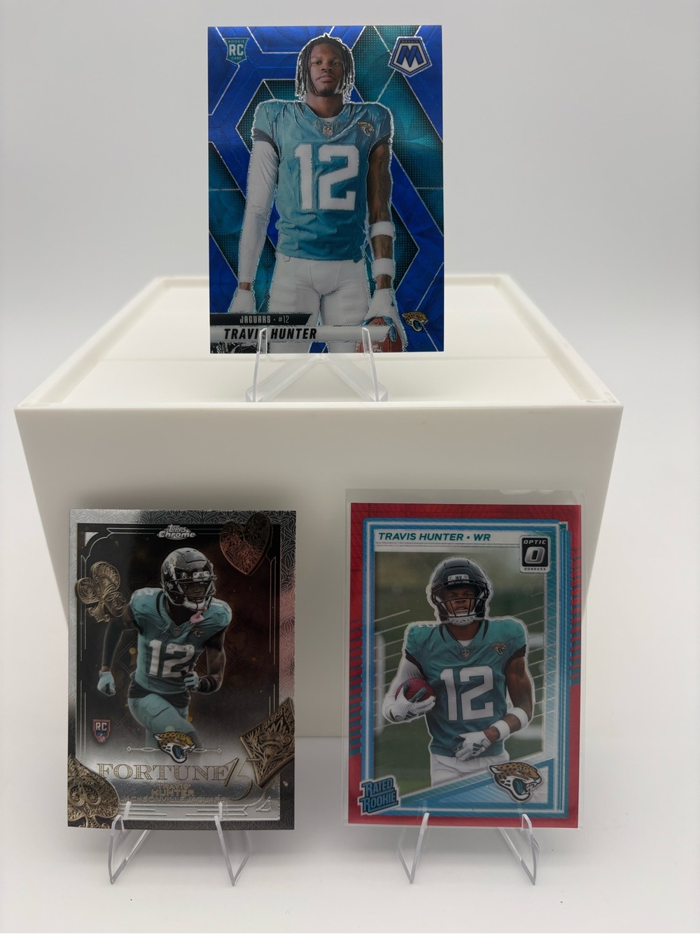 Travis Hunter Jaguars 3-Card Rookie Lot 🔥 Fortune 15/ Red Rated Rookie / Mosaic🔥